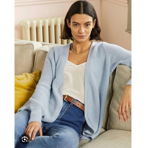 Boden Sweaters - Boden Light Blue Wool Alpaca Blend Ribbed Open Front Cardigan Sweater M K0565